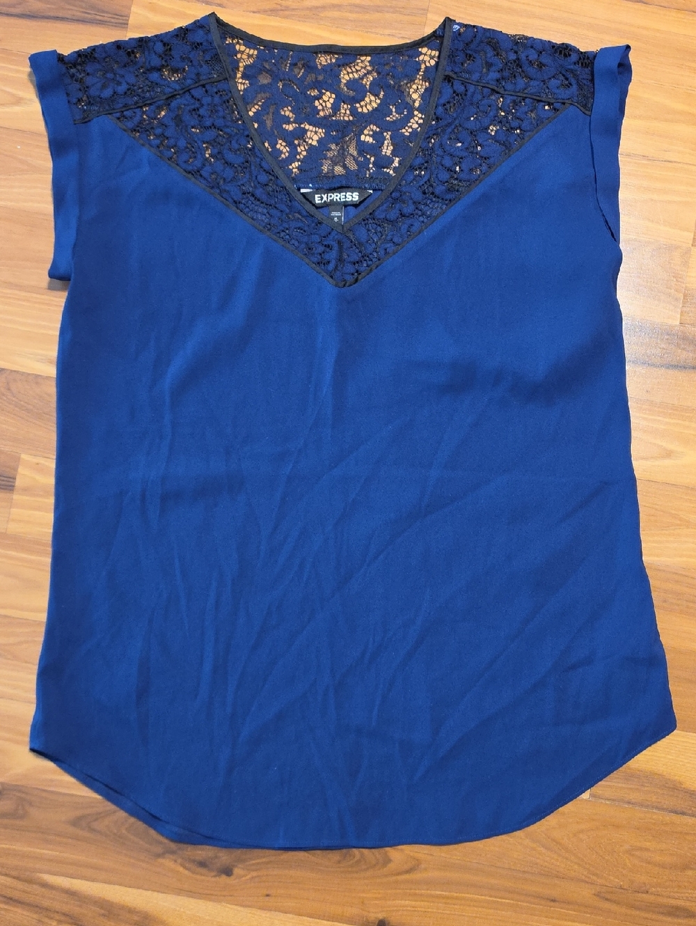 Express Navy Blue V-Neck Lace Yoke Camisole